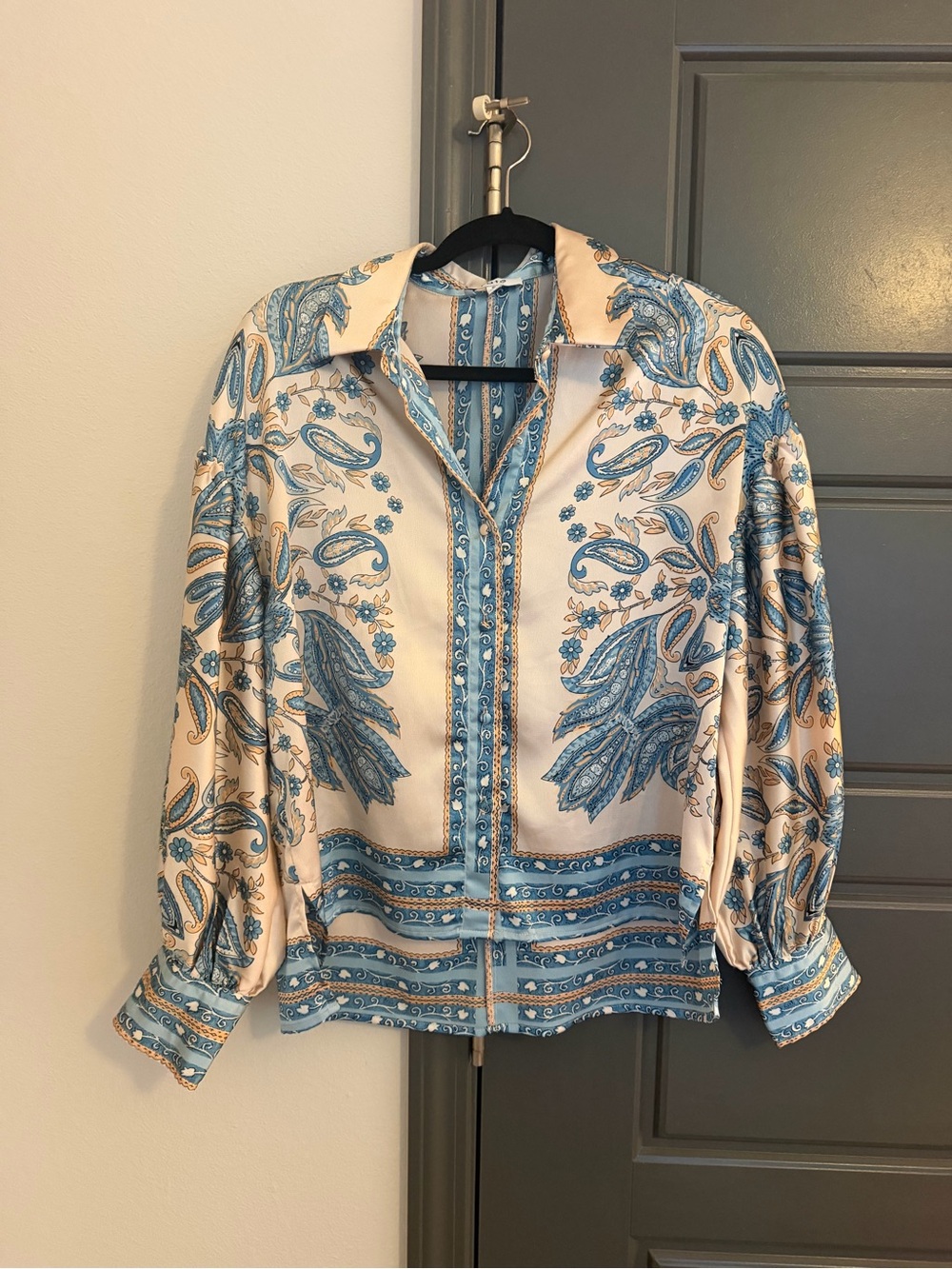 Fate Blue & Cream Paisley Button-Front Shirt